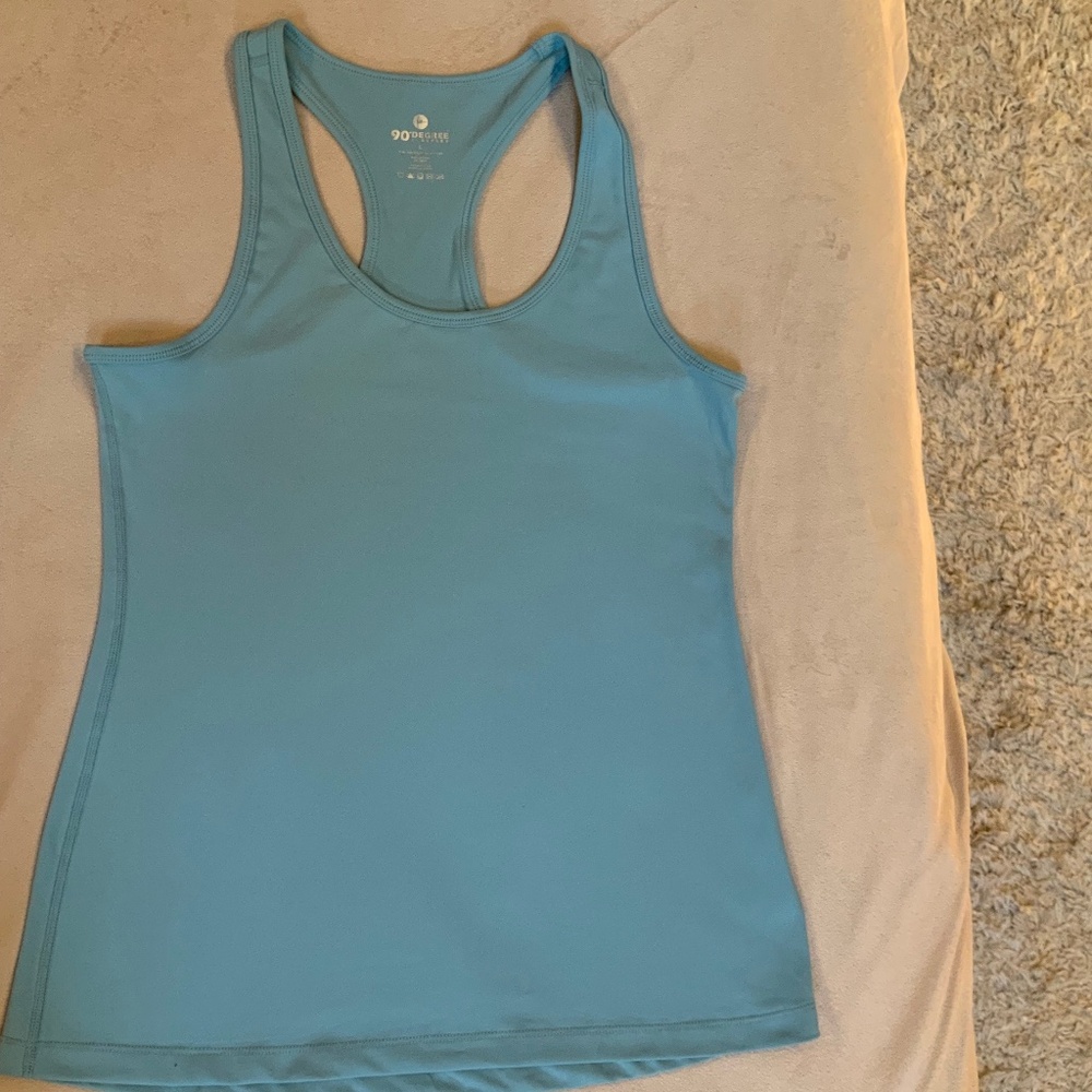 90 Degree by Reflex Blue L Racerback Tank Yoga Gym Active Pickleball Running